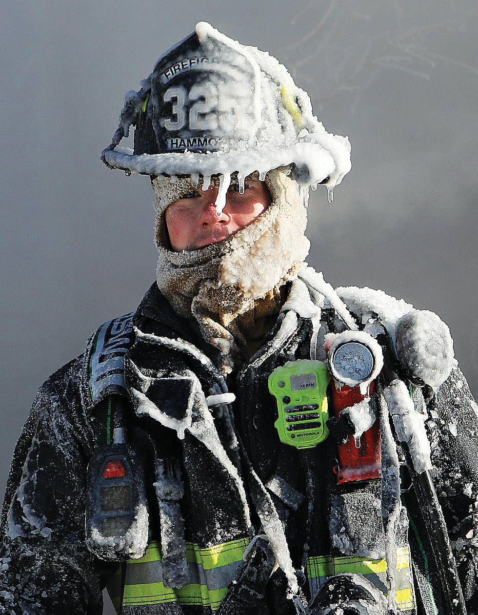 Firefighter in the winter